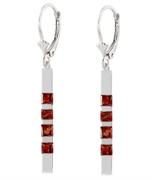 0.7 Carat 14K Solid White Gold Leverback Earringsbar Natural Garnet