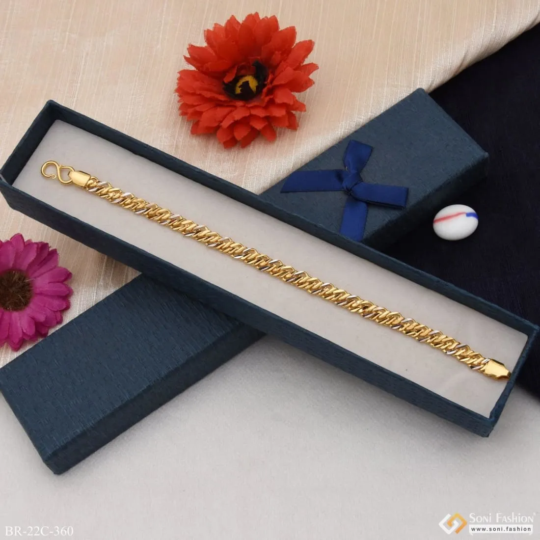 1 Gram Gold Plated Classic Design Superior Quality Bracelet for Men - Style C360