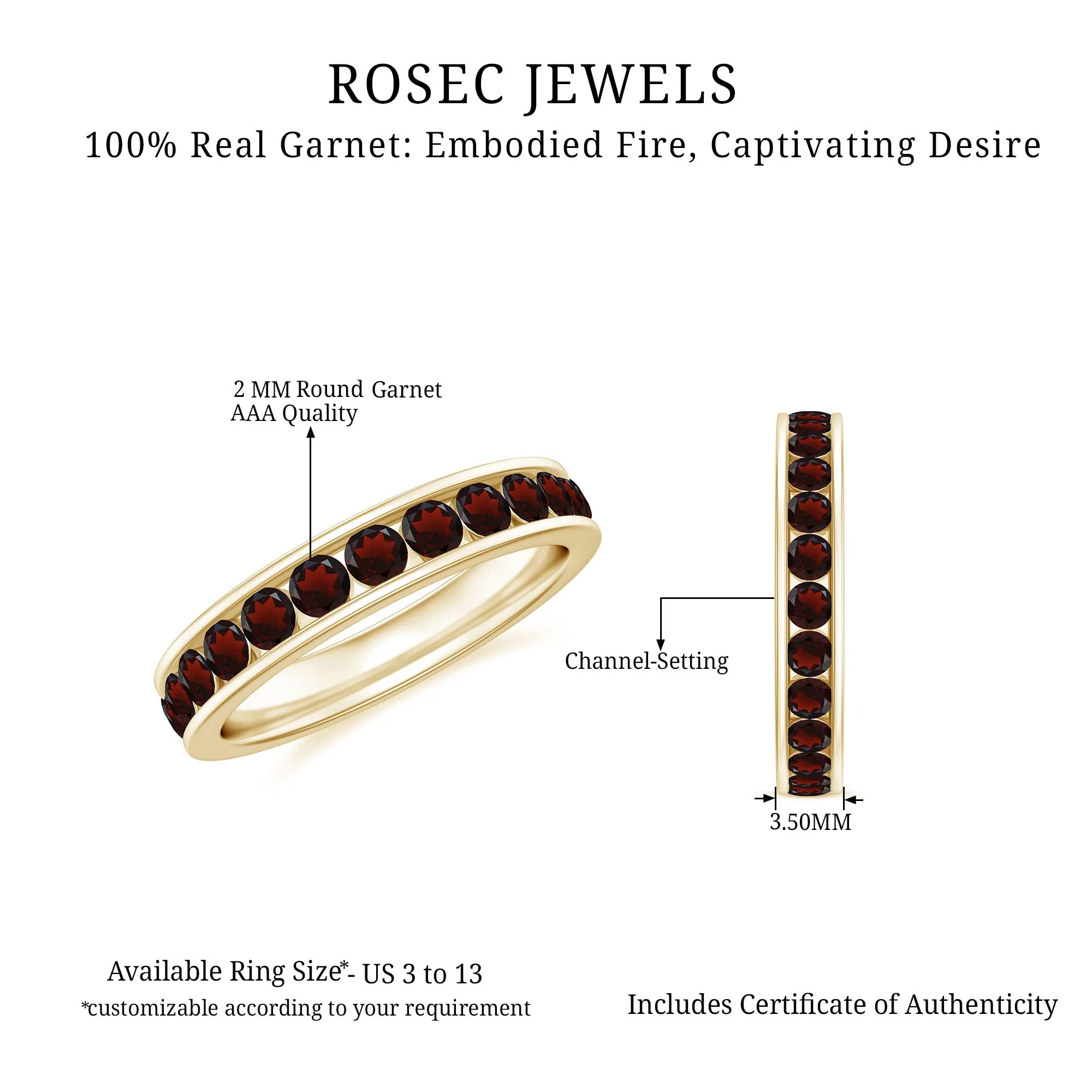 1.25 CT Trellis Set Garnet Eternity Ring for Women