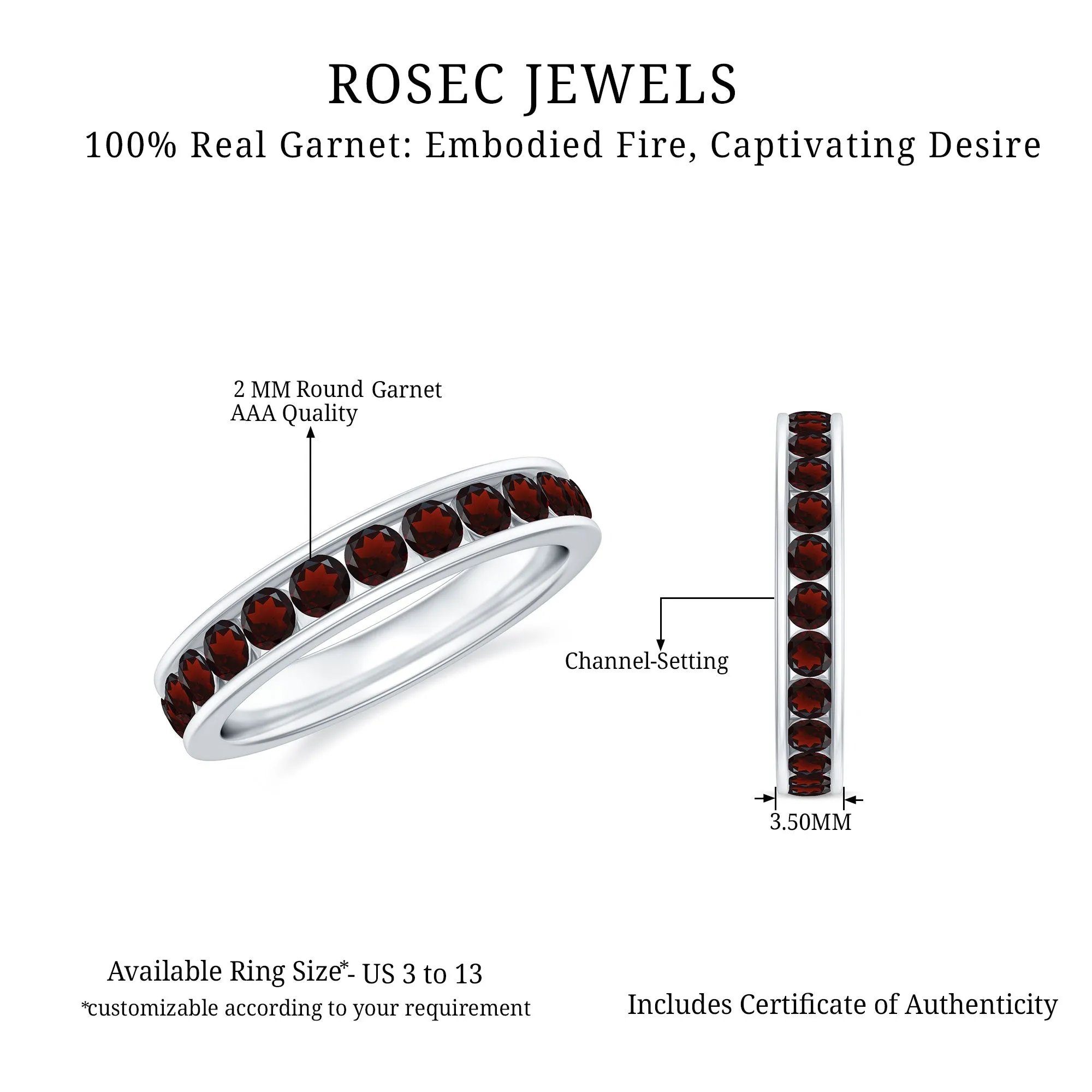 1.25 CT Trellis Set Garnet Eternity Ring for Women