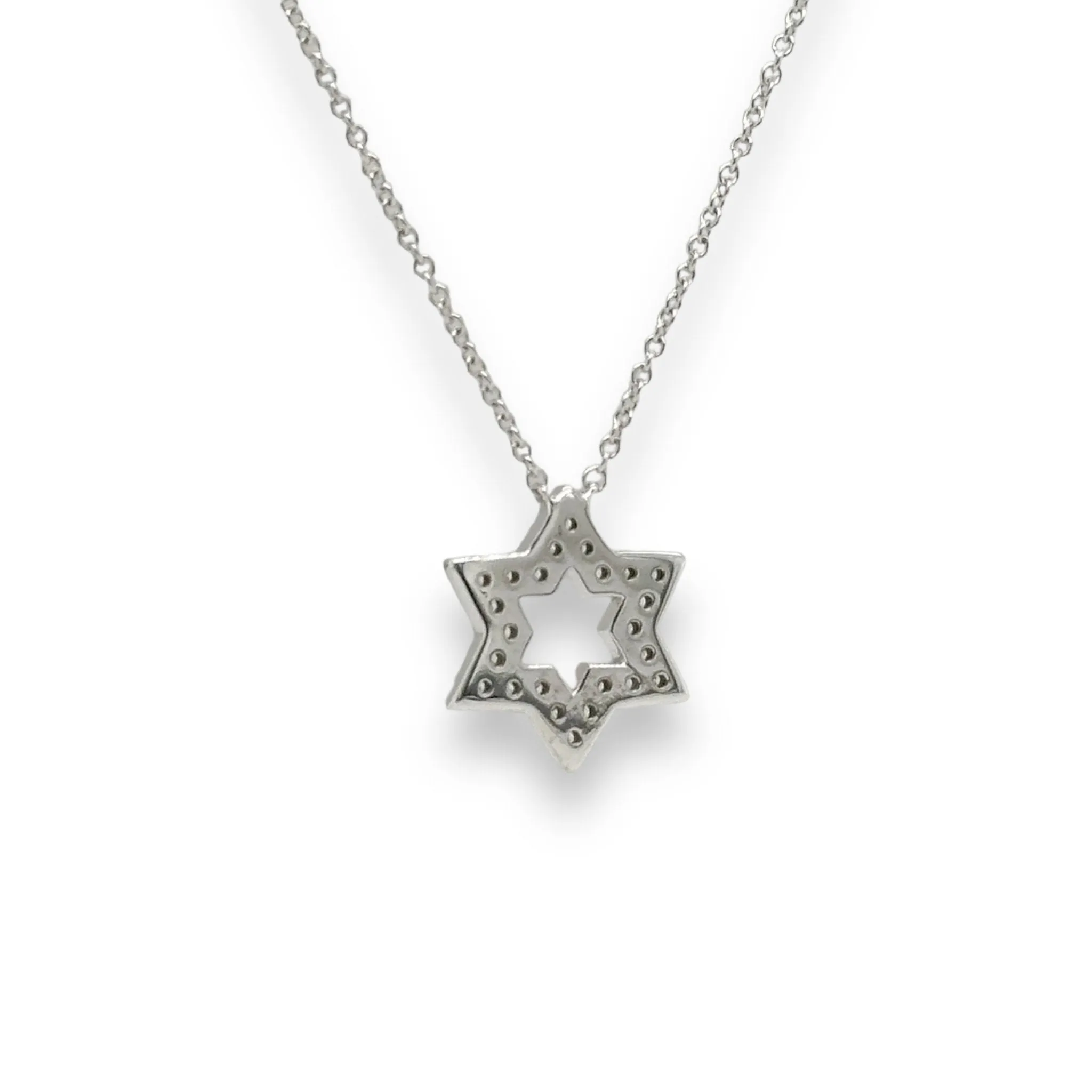 14K W Gold 0.13ctw Star Of David Diamond Pendant