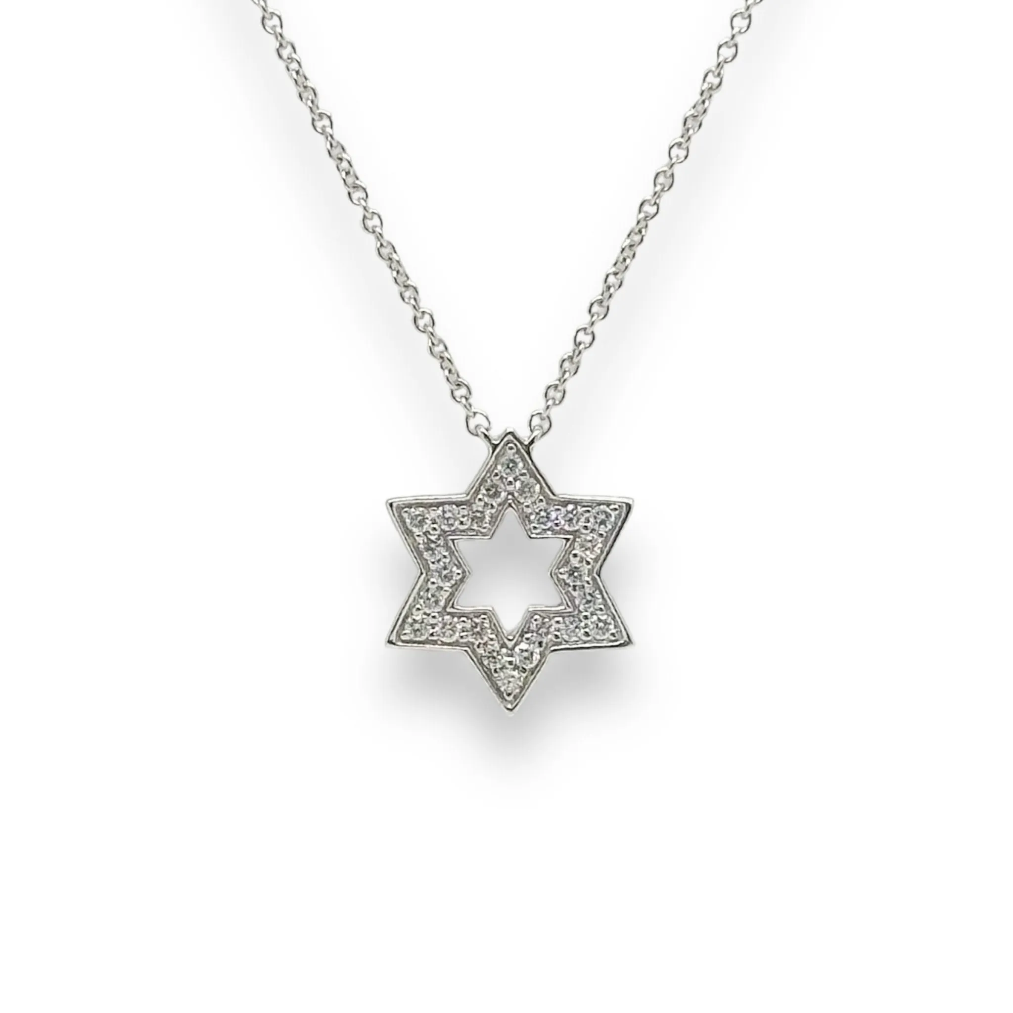 14K W Gold 0.13ctw Star Of David Diamond Pendant