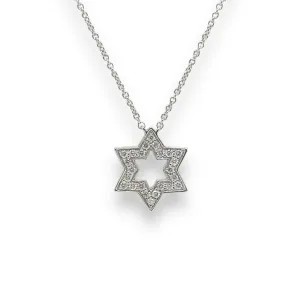 14K W Gold 0.13ctw Star Of David Diamond Pendant