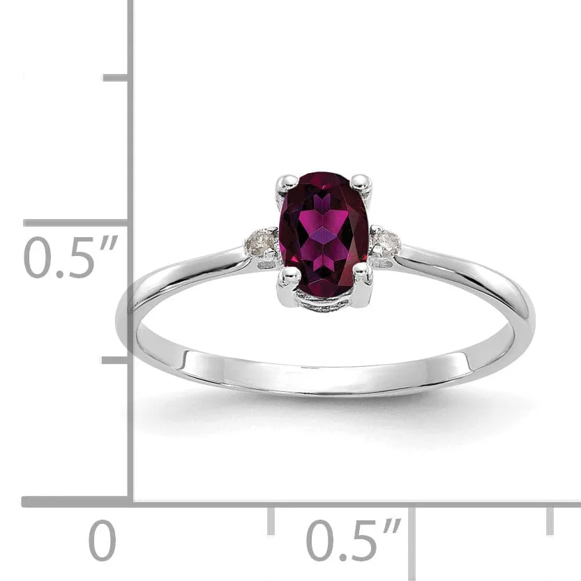 14k White Gold Diamond Garnet Birthstone Ring