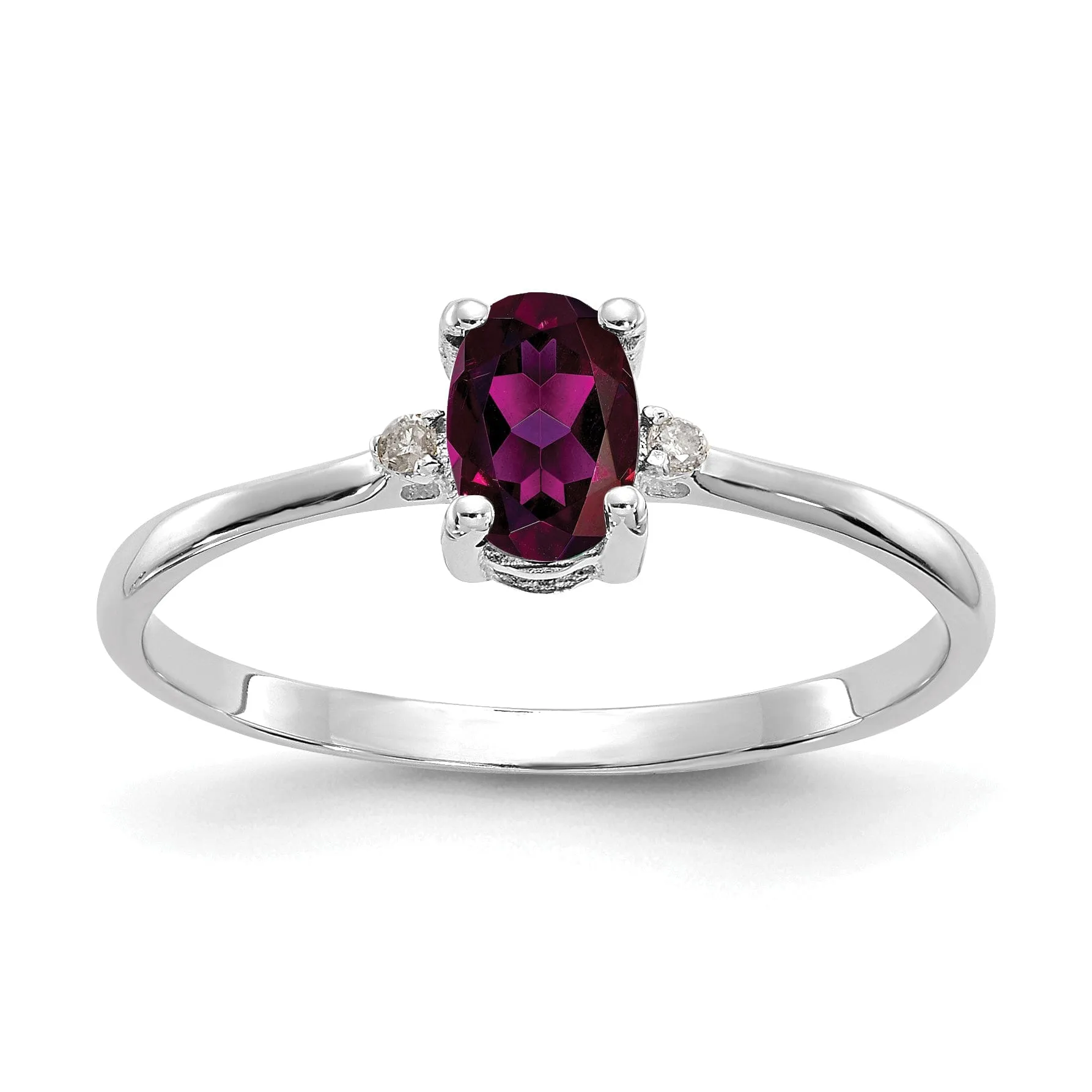 14k White Gold Diamond Garnet Birthstone Ring