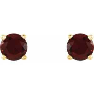 14K Yellow 4 mm Natural Mozambique Garnet Stud Earrings