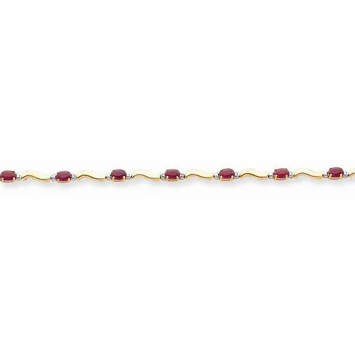 14K Yellow Gold Completed Fancy Diamond & Ruby Bracelet