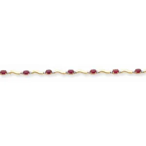 14K Yellow Gold Completed Fancy Diamond & Ruby Bracelet