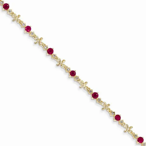 14K Yellow Gold Diamond and Ruby Bracelet