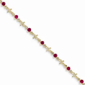 14K Yellow Gold Diamond and Ruby Bracelet