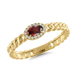 14KYG DIA & GARNET RING