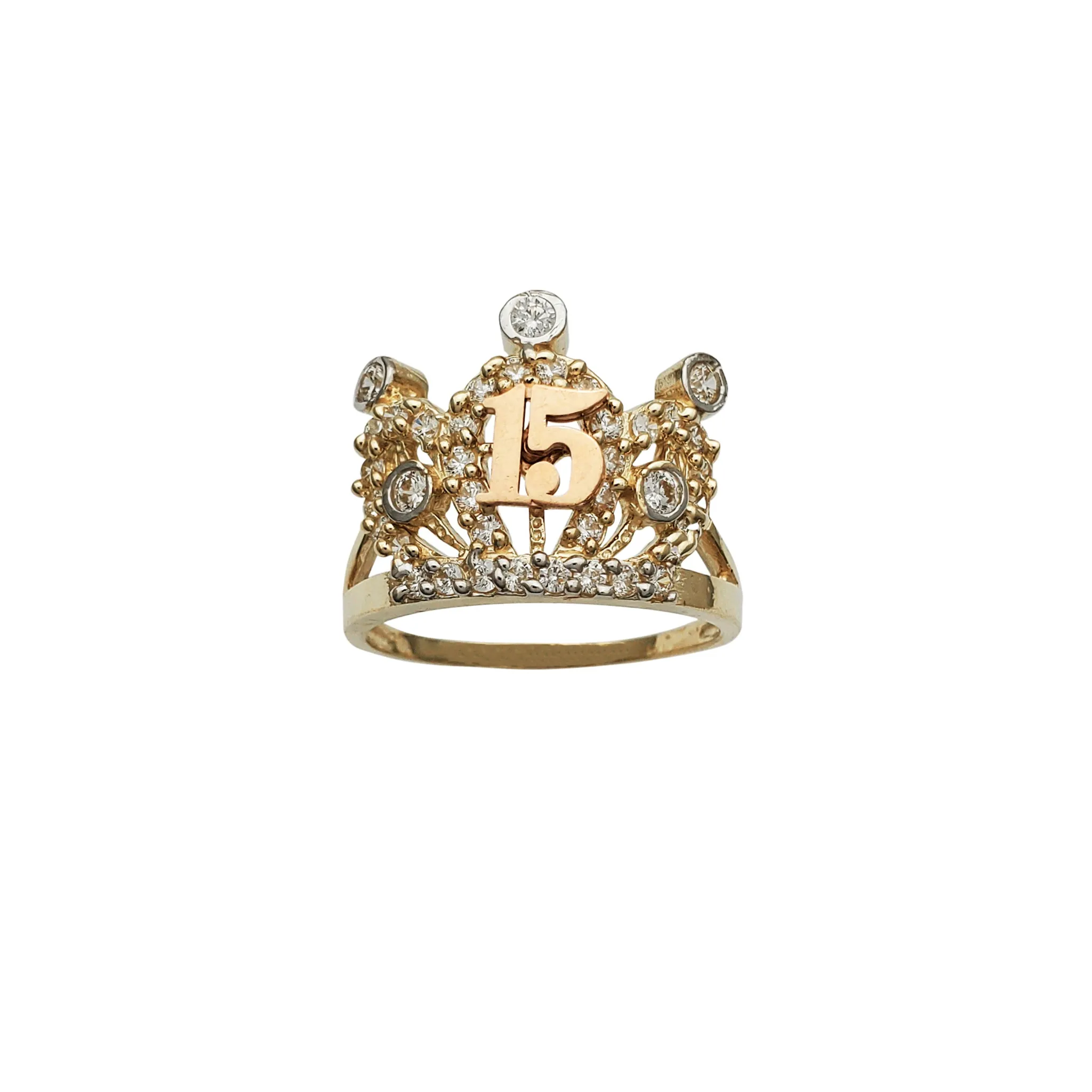 15 Years Birthday Crown-Tiara Ring (14K)