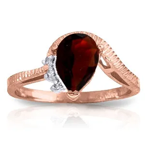 1.52 Carat 14K Solid Rose Gold Azur Garnet Diamond Ring