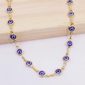 18K Gold Plated Blue Evil Eye Anklet