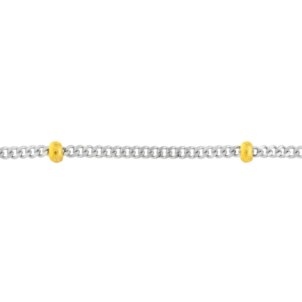 2.0mm Two-Tone Saturn Curb Chain with Lobster Lock