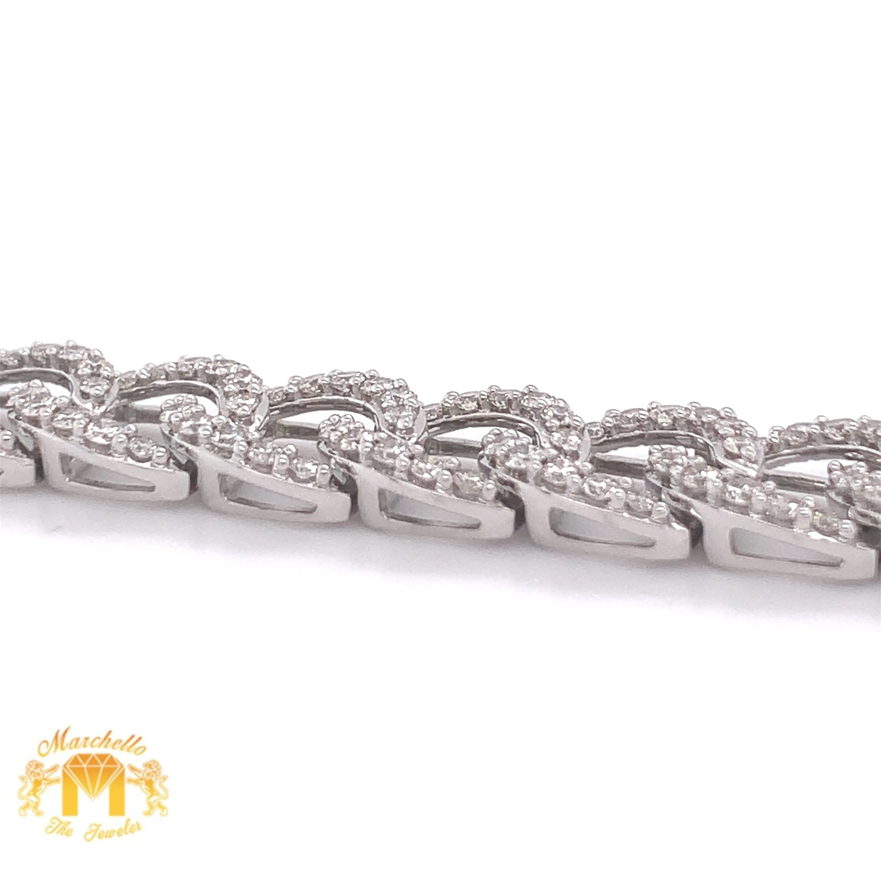 5ct Round Diamond and White Gold Ladies’ Fancy Oval Cuban Link Bracelet