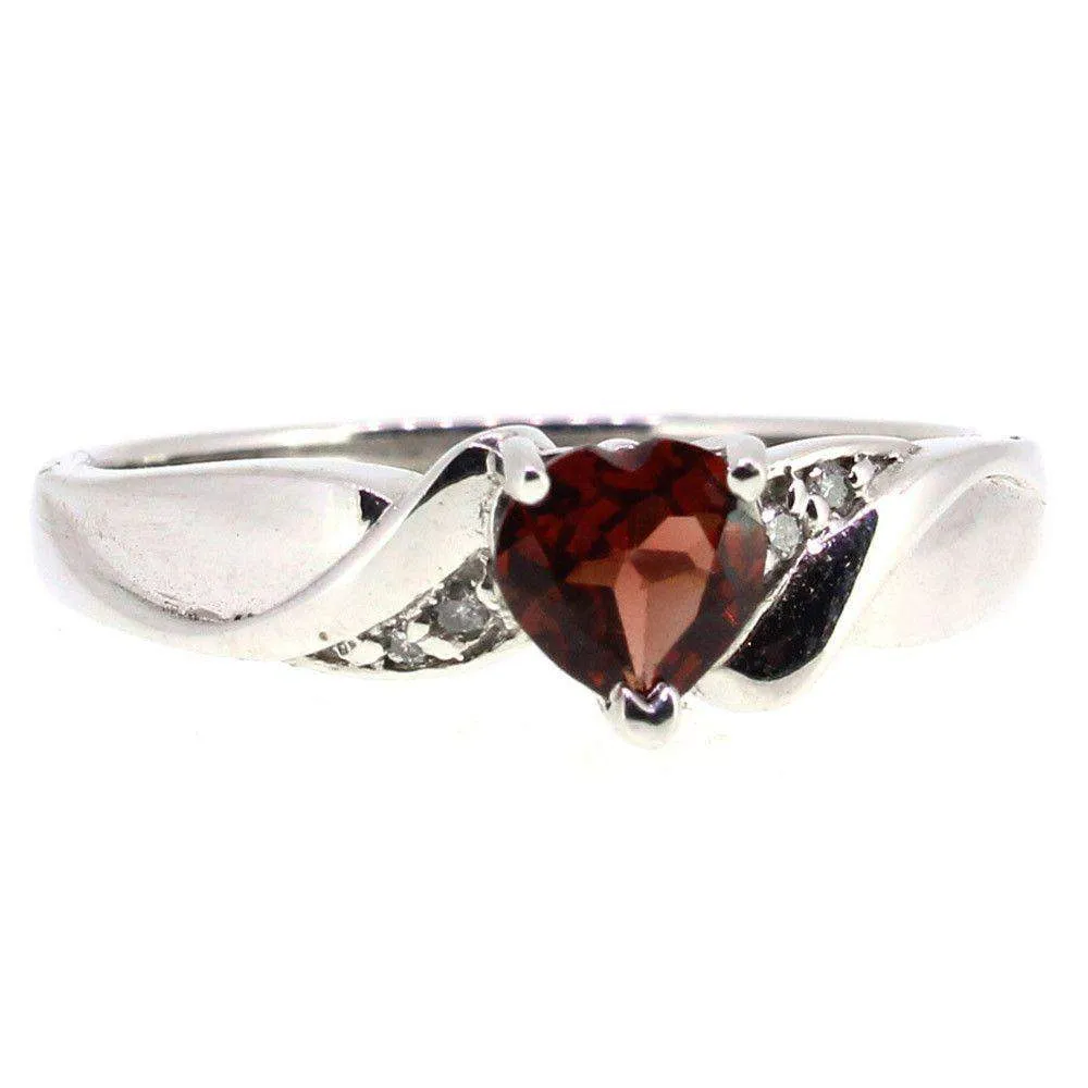 9 Carat White Gold Diamond and Garnet Dress Ring