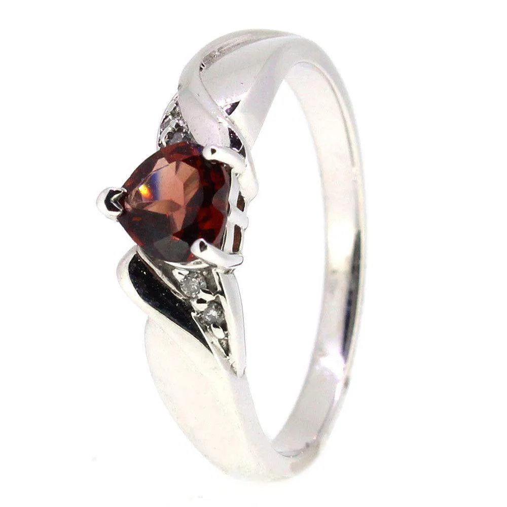 9 Carat White Gold Diamond and Garnet Dress Ring