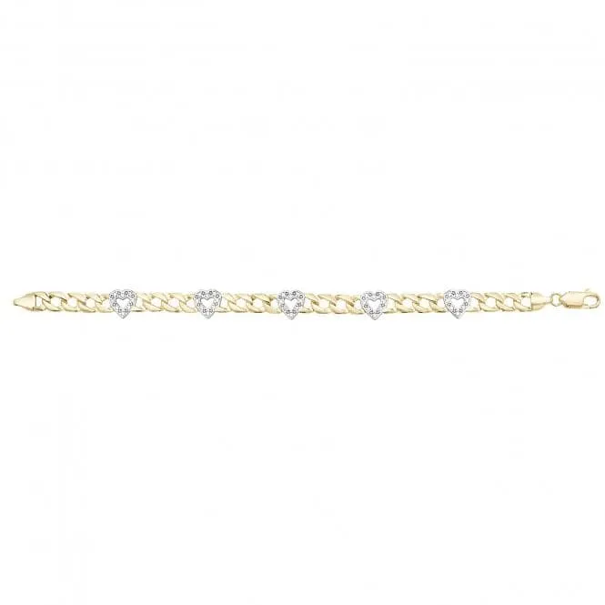 9ct Yellow Gold Hearts Bracelet BR612