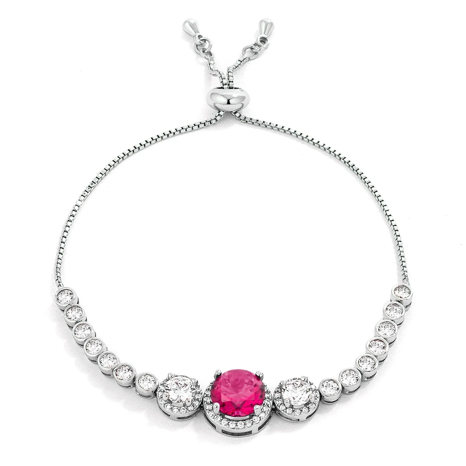 Abigail Ruby Graduated CZ Bolo Slider Bracelet