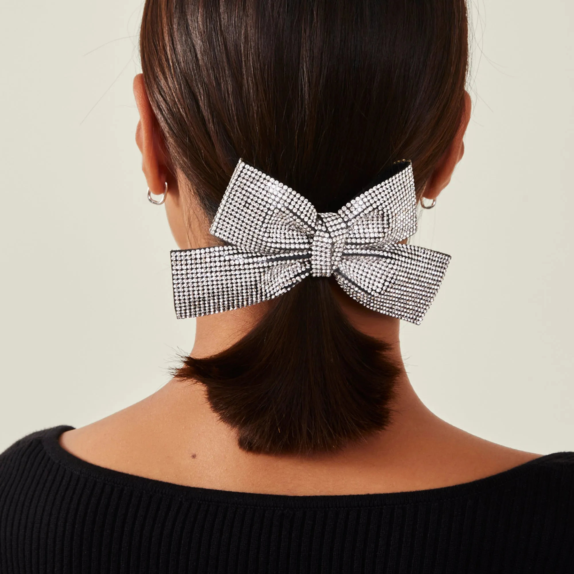 Accessorize London Women Silver Diamante Bow Hair Clip