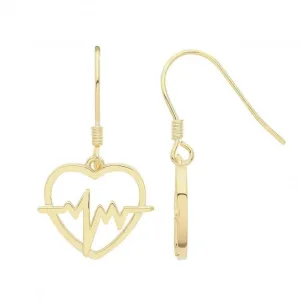 Acotis Silver Earrings Gold Plated Heart Beat G51253GP