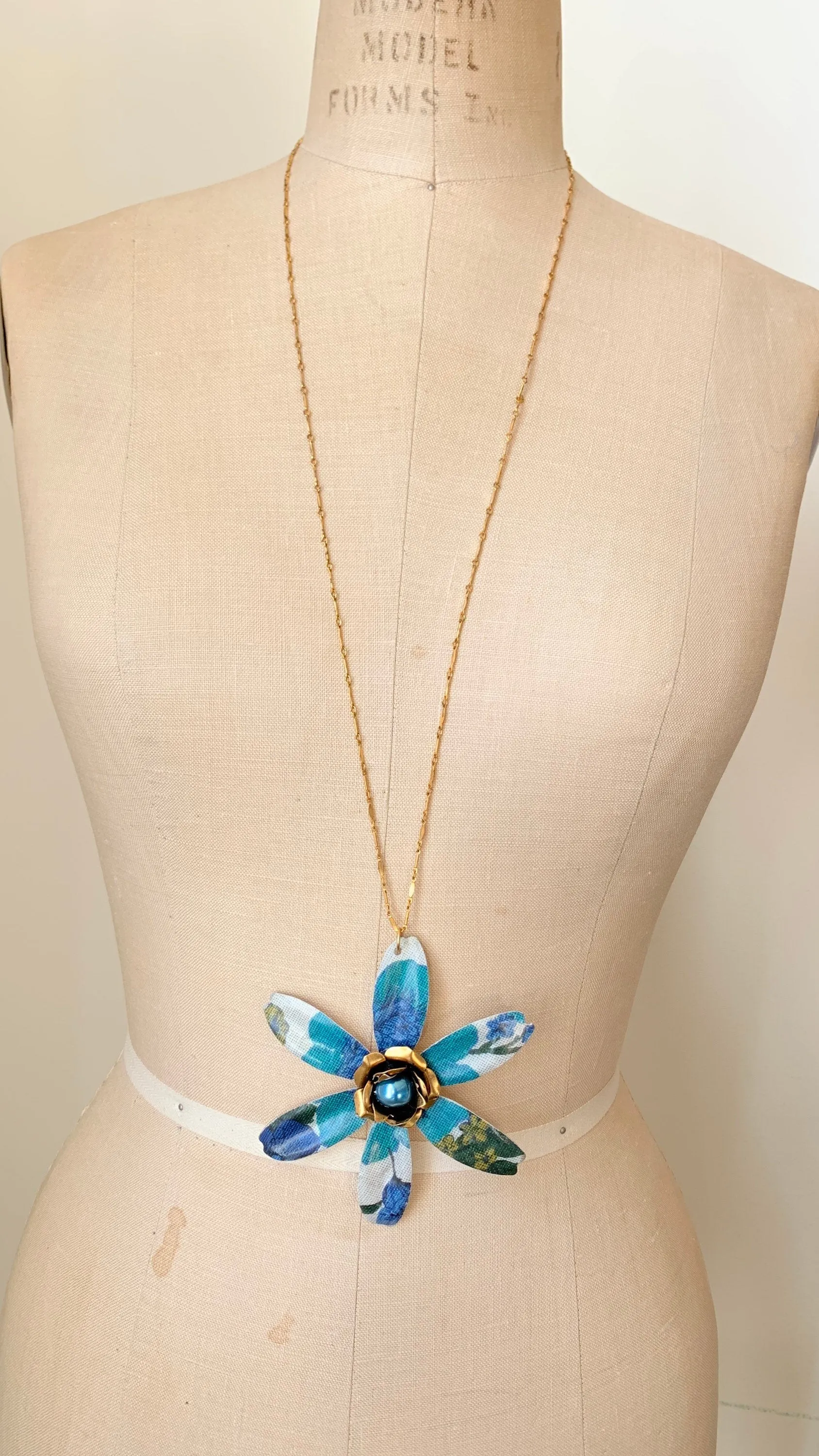 Aegean Sea Flower Pendant Necklace