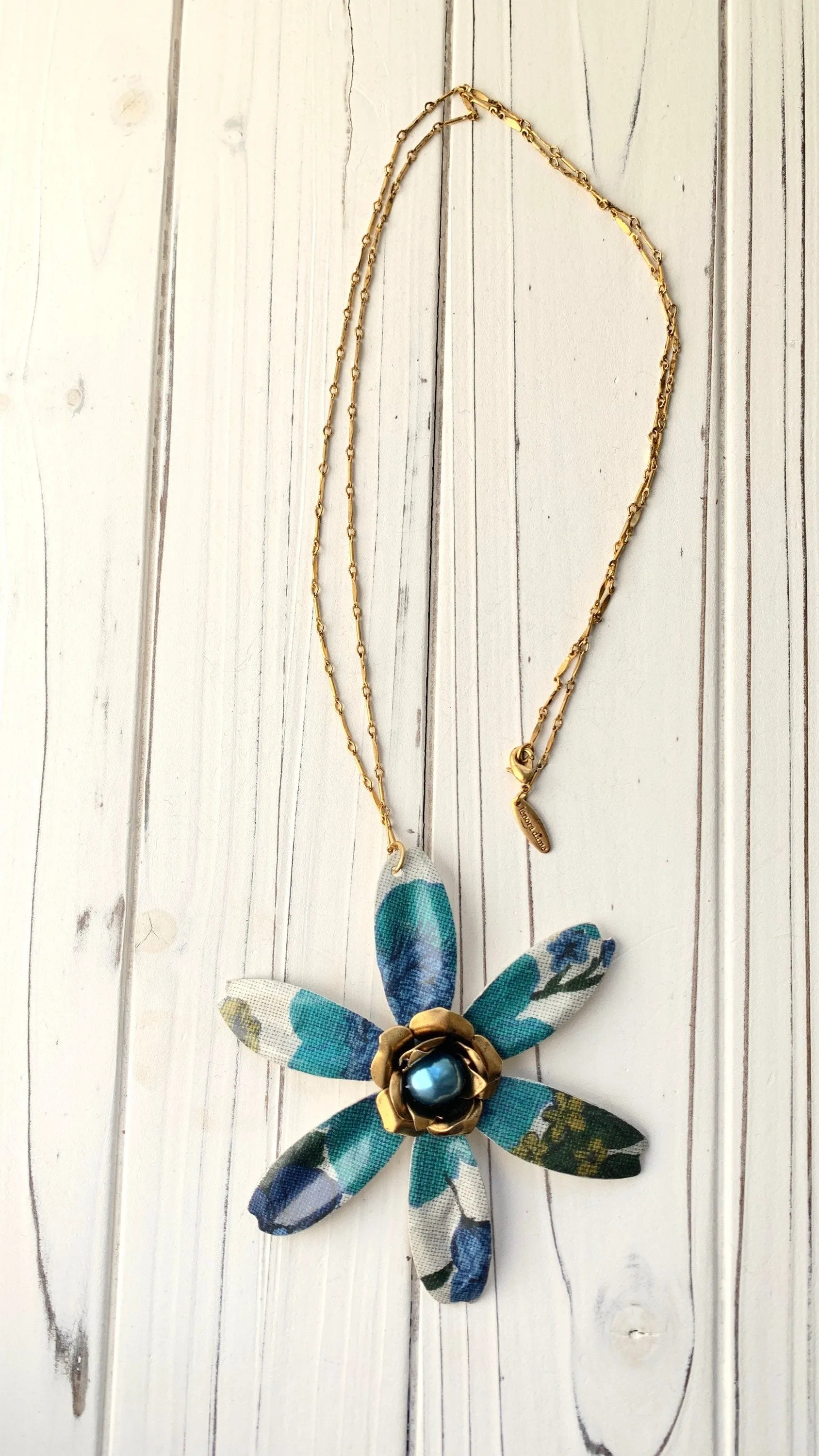 Aegean Sea Flower Pendant Necklace