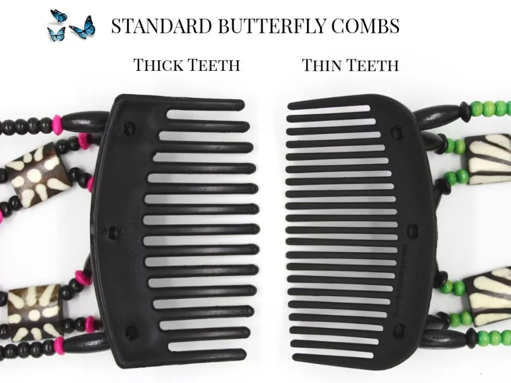 African Butterfly Hair Comb - Beada Black 138