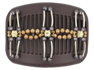 African Butterfly Hair Comb - Flowers Brown 64