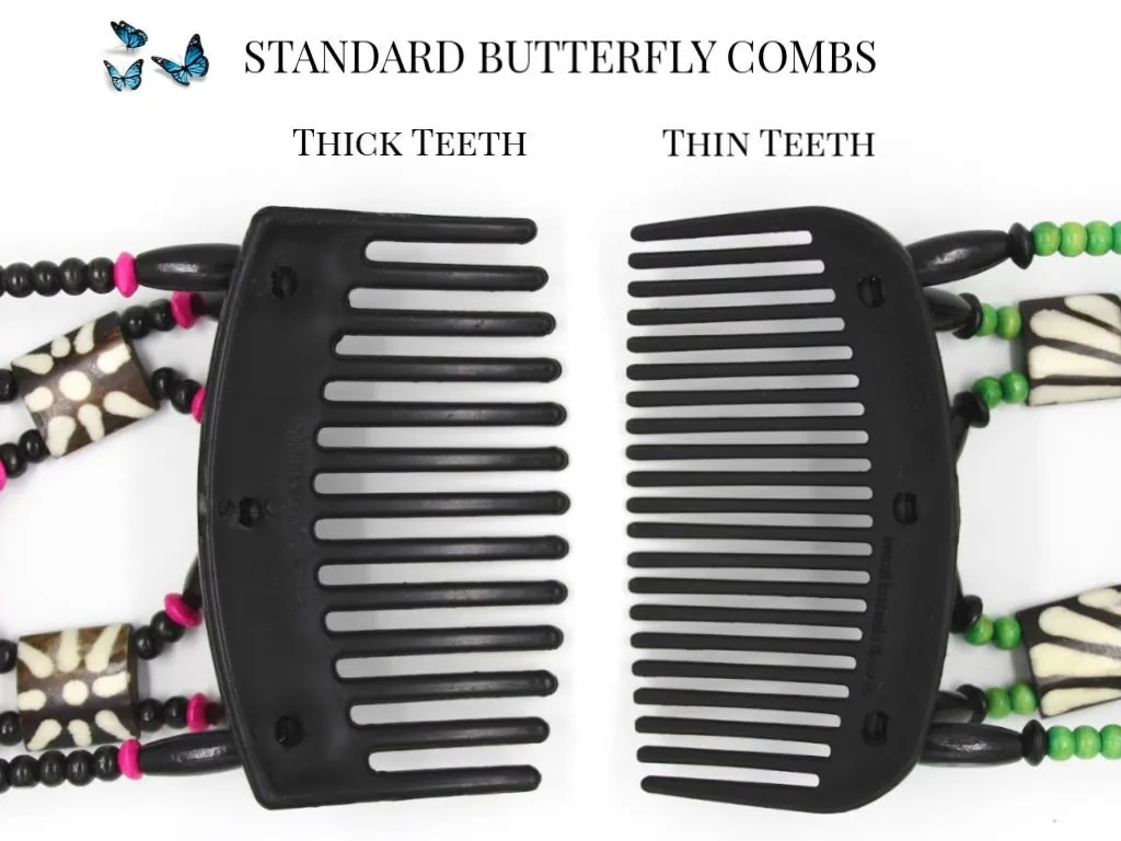 African Butterfly Thick Hair Comb - Dupla Black 23