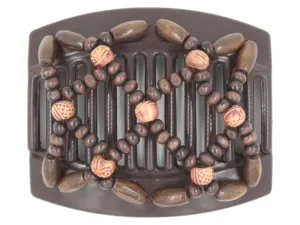 African Butterfly Thick Hair Comb - Ndebele Brown 154