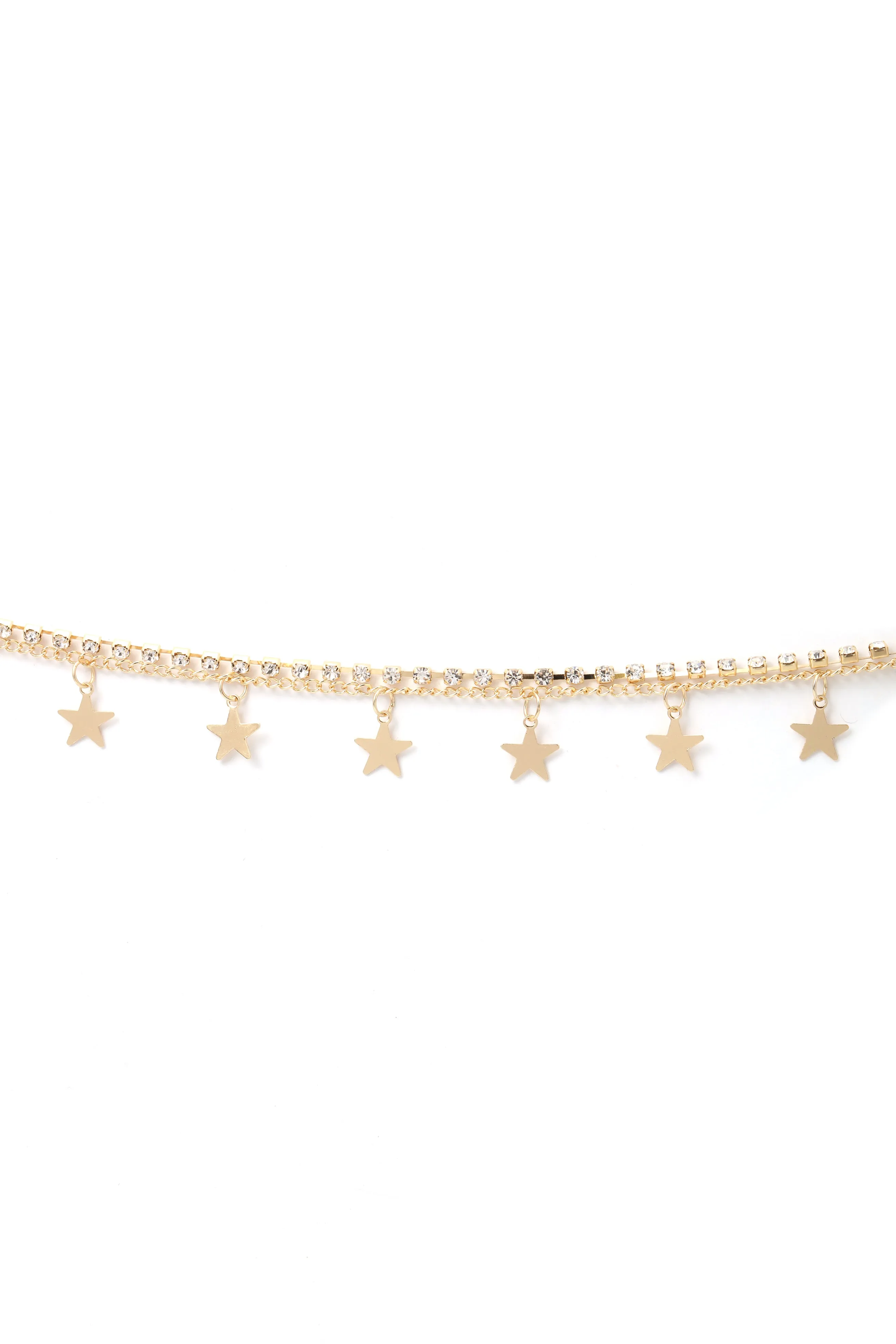 All The Stars Rhinestone Anklet - Gold