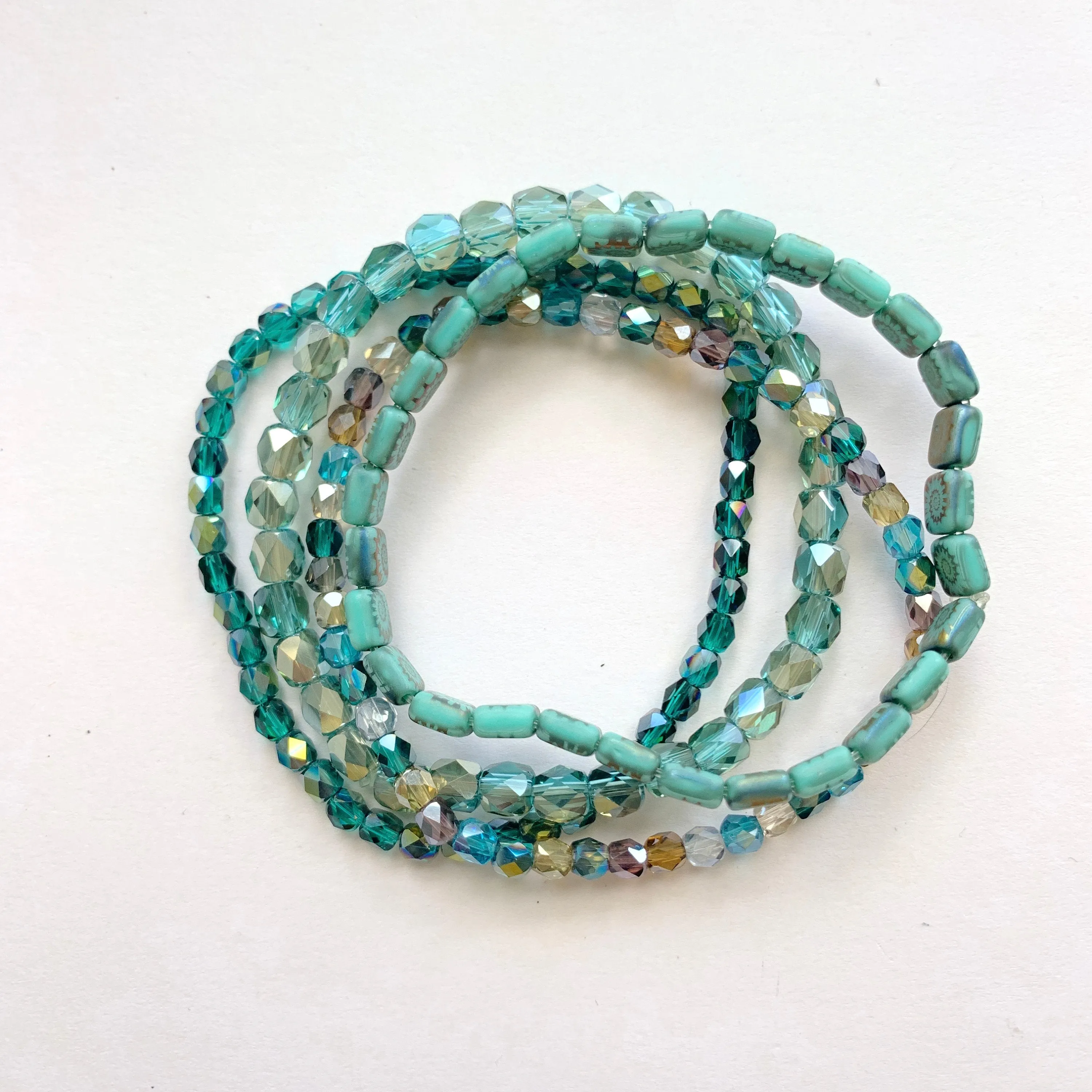 Ammonite Beaded Stretch Bracelet Set