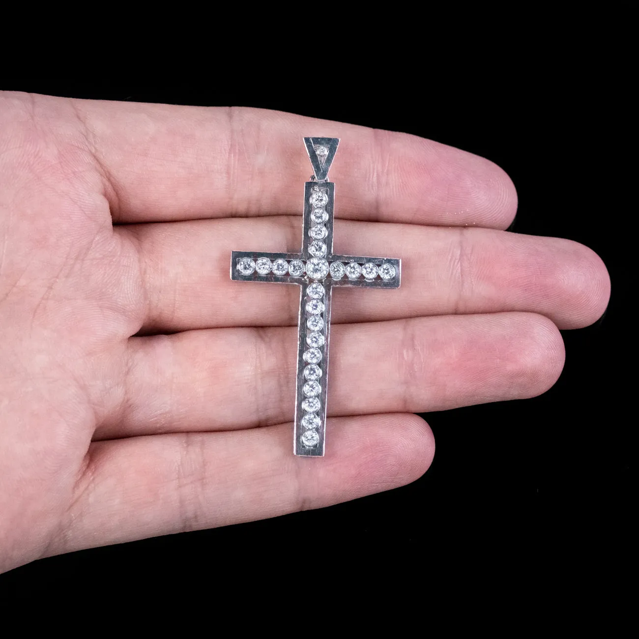 Antique Edwardian Diamond Cross Pendant Platinum 1.2ct Diamond