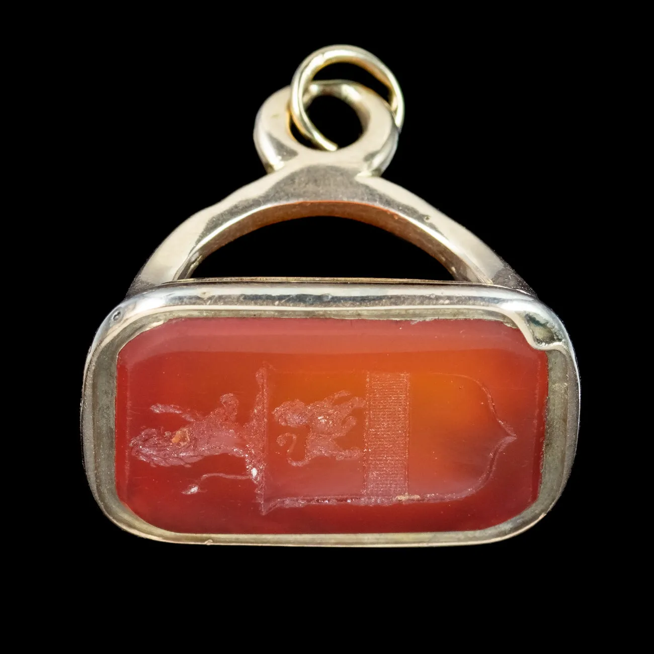 Antique Georgian Carnelian Intaglio Fob Pendant 18ct Gold