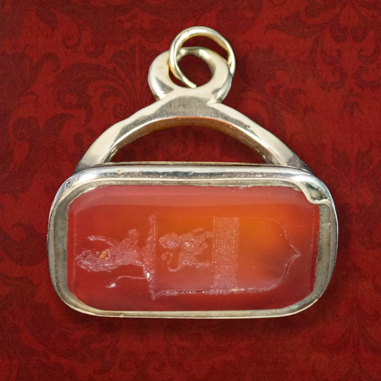 Antique Georgian Carnelian Intaglio Fob Pendant 18ct Gold