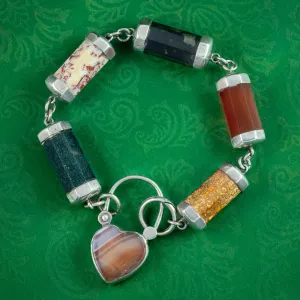 Antique Scottish Victorian Agate Padlock Locket Bracelet Circa 1860