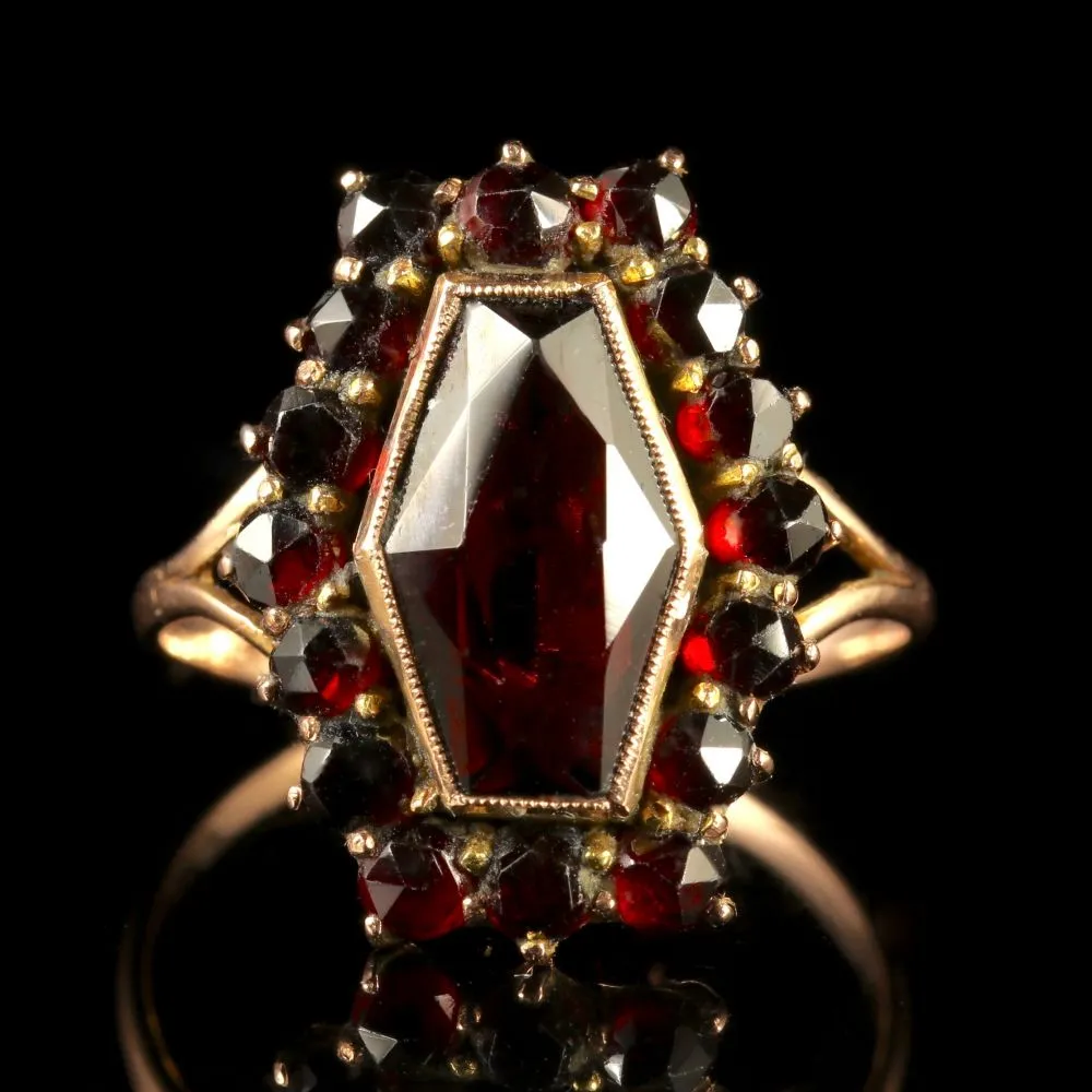 Antique Victorian Bohemian Garnet Ring Circa 1900