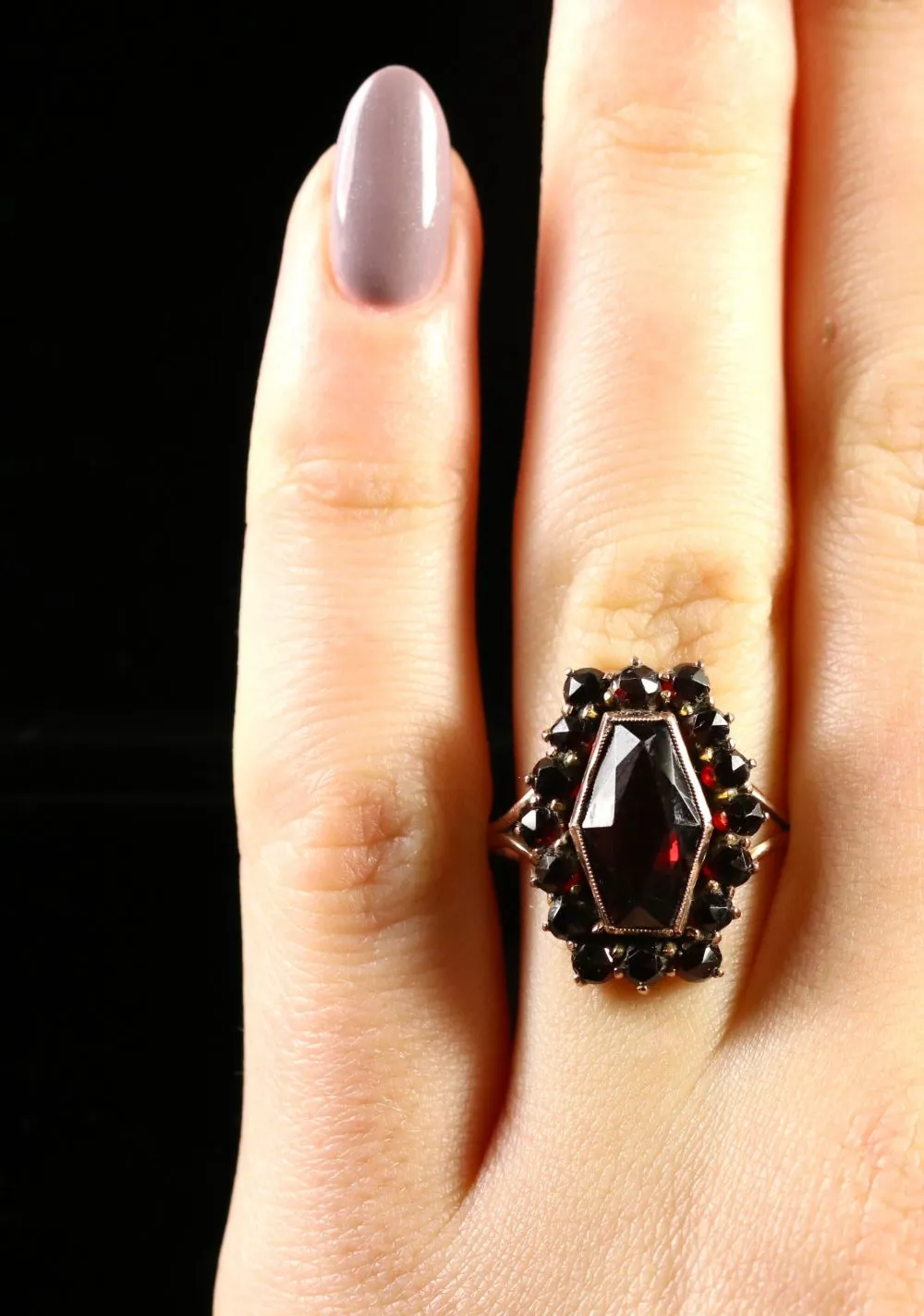 Antique Victorian Bohemian Garnet Ring Circa 1900