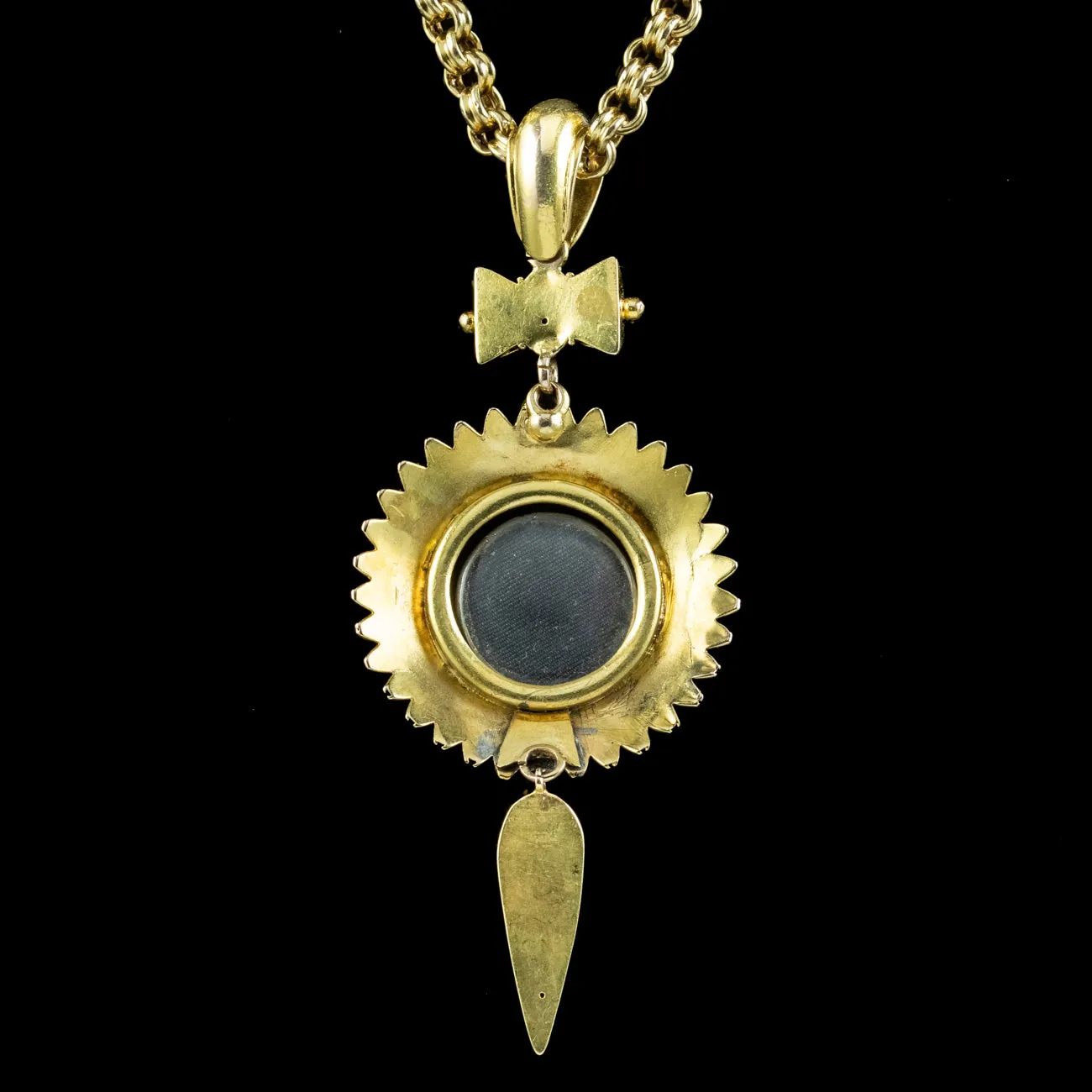 Antique Victorian Etruscan Turquoise Locket Pendant Necklace 18ct Gold