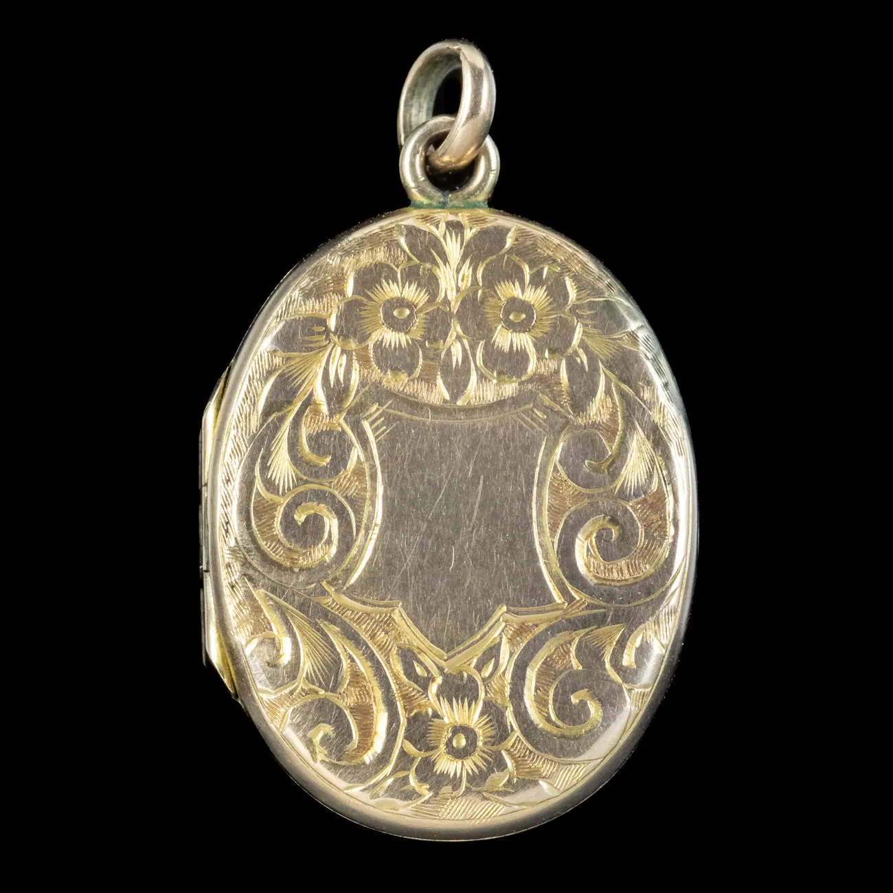 Antique Victorian Forget Me Not Locket 9ct Gold Back And Front