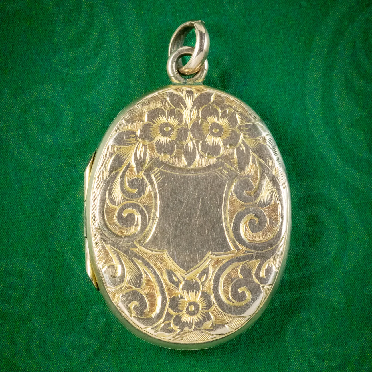 Antique Victorian Forget Me Not Locket 9ct Gold Back And Front