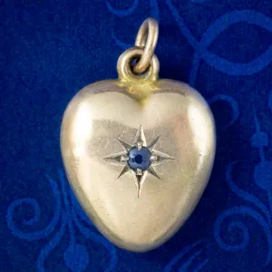 Antique Victorian Iolite Heart Pendant 9ct Gold