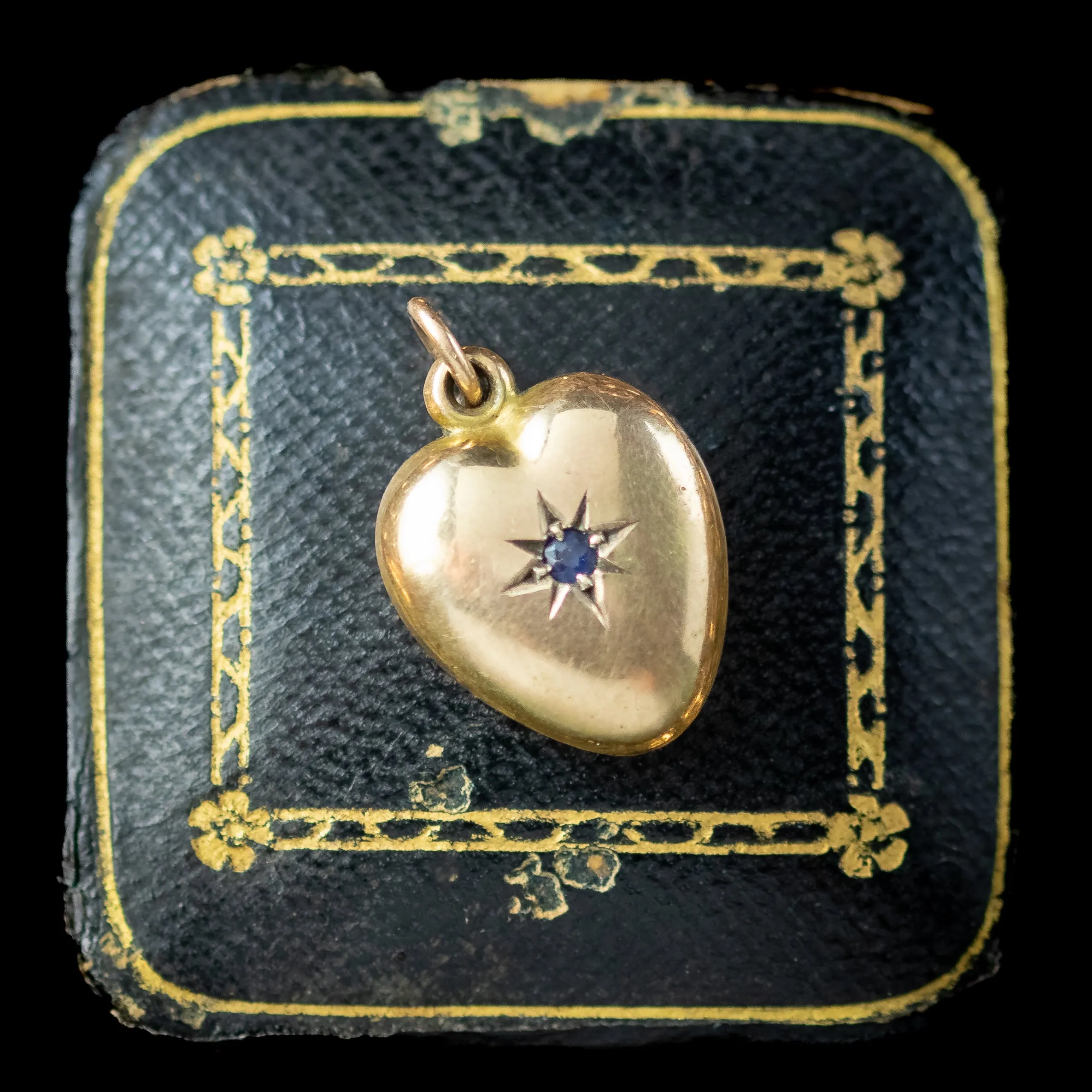 Antique Victorian Iolite Heart Pendant 9ct Gold