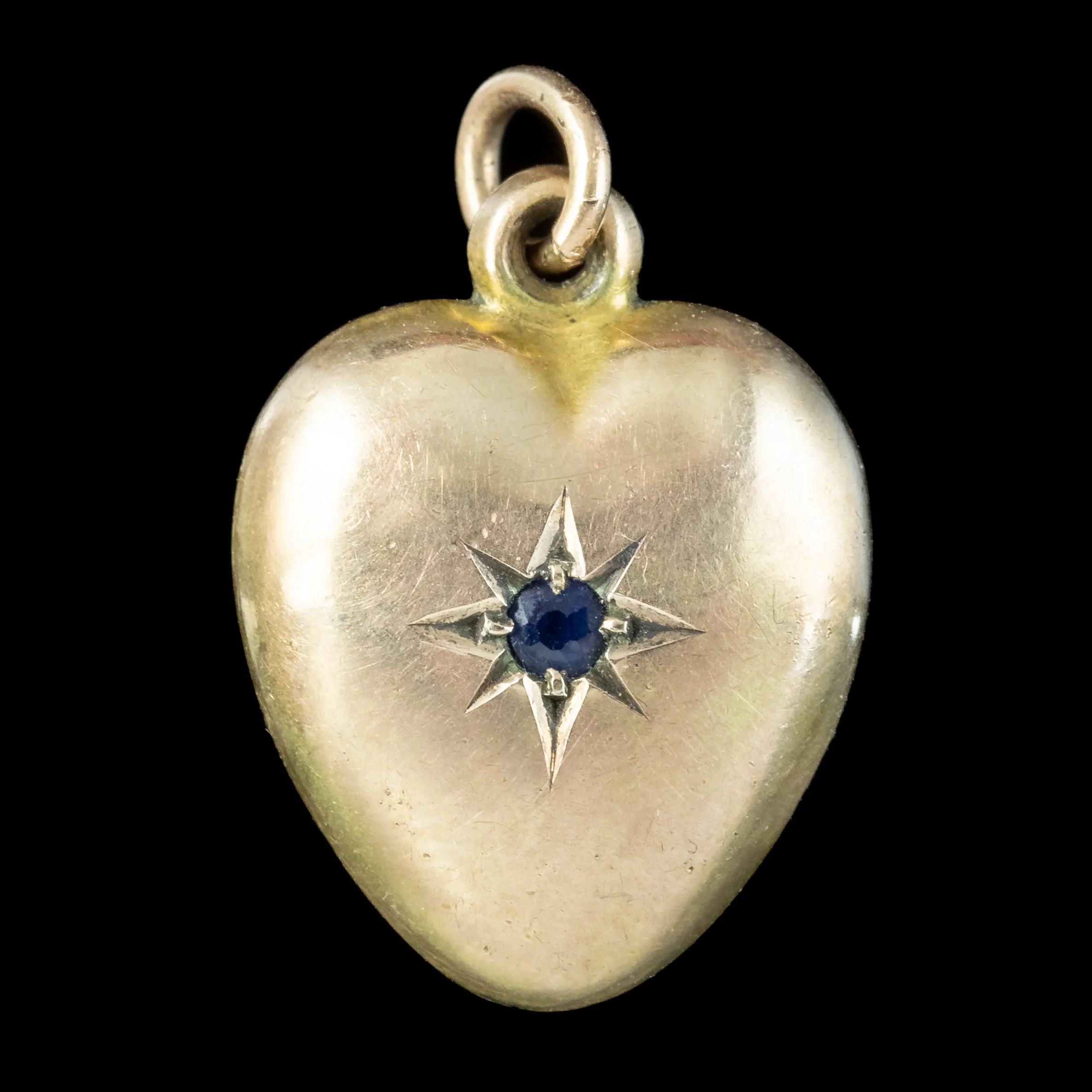 Antique Victorian Iolite Heart Pendant 9ct Gold