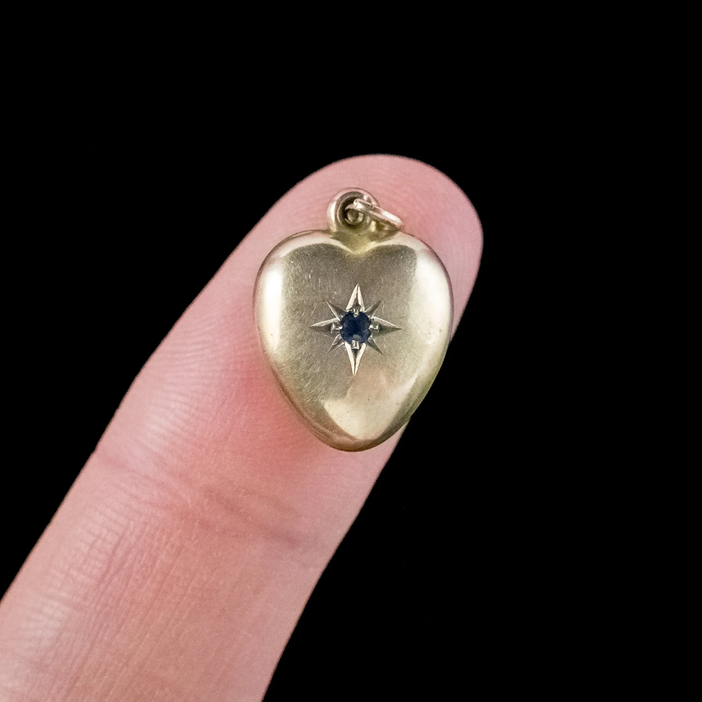 Antique Victorian Iolite Heart Pendant 9ct Gold