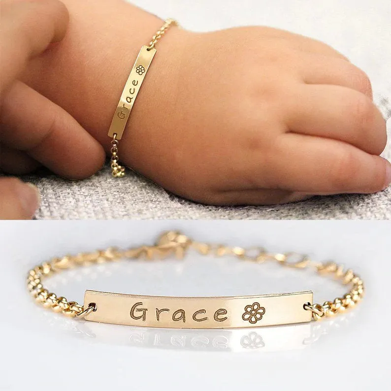 Baby Bracelet - Custom bracelet for Little Girl - Initial Bracelet - Baby Jewelry - Personalized Baby Toddler Name Bracelet - New Baby Gift