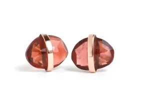 Bezel Wrapped Garnet Studs