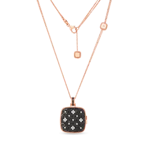 Black and White Diamond Locket in Rose Gold